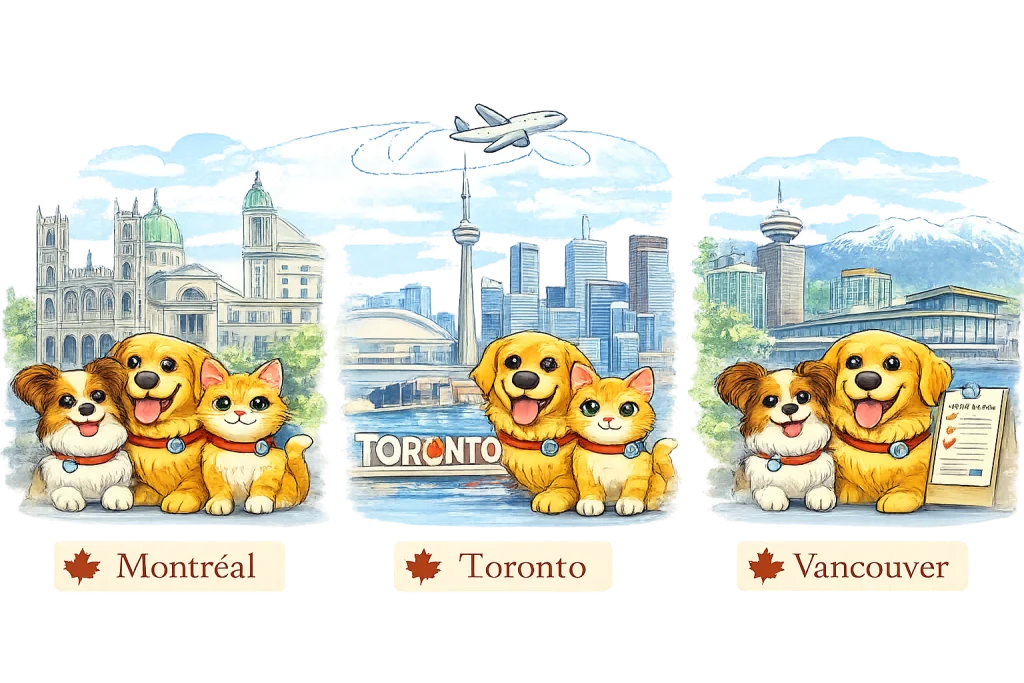 Canadian departure cities for international pet relocation