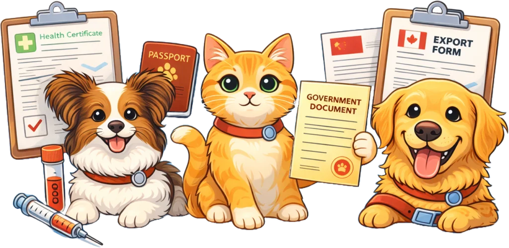 Veterinary paperwork and pet travel documentation