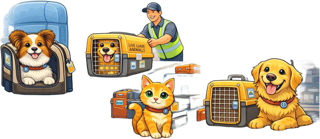 Pet airline travel and carrier arrangements