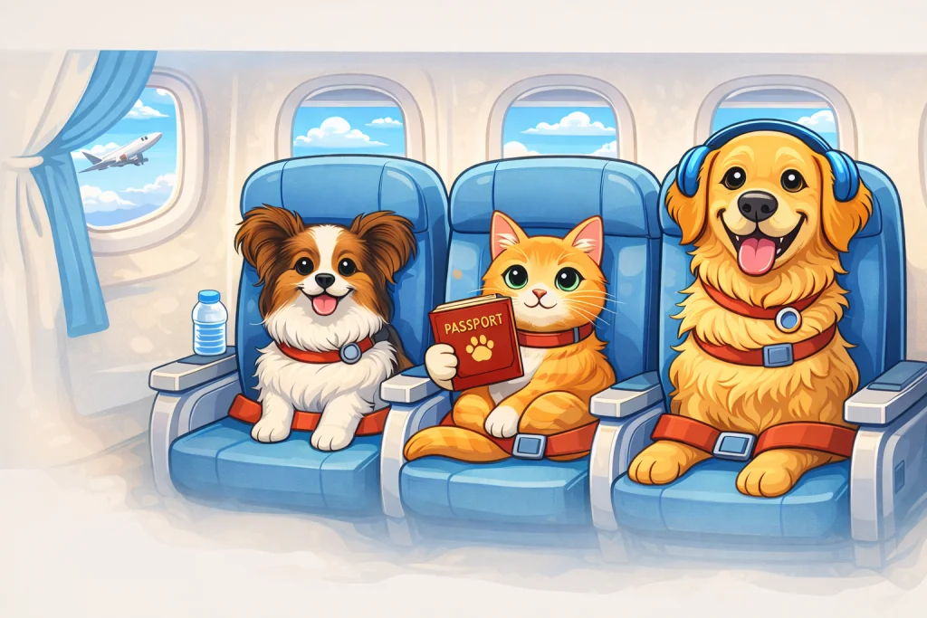 A dog and cat getting ready to travel together